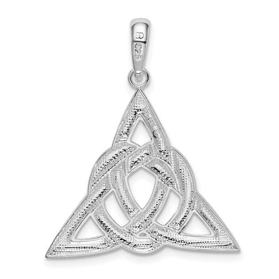 De-Ani Sterling Silver Rhodium-Plated Polished Celtic Trinity Knot Pendant