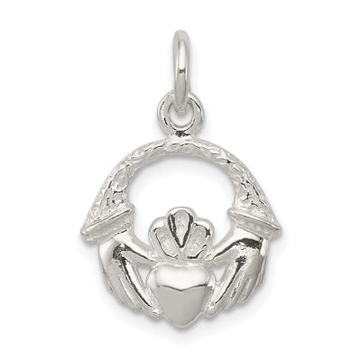 Sterling Silver Claddagh Charm, 21 x 15mm