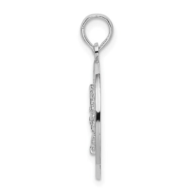 De-Ani Sterling Silver Rhodium-Plated Jamaica Round Circle with Crab Pendant
