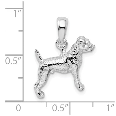 De-Ani Sterling Silver Rhodium-Plated Textured 3D Jack Russell Terrier Pendant