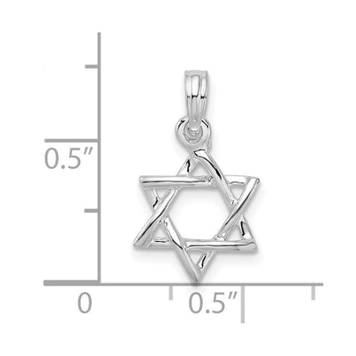 De-Ani Sterling Silver Rhodium-plated Polished 3D Cut-Out Star of David Pendant