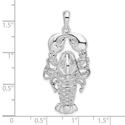 De-Ani Sterling Silver Rhodium-Plated Polished Maine Lobster Pendant