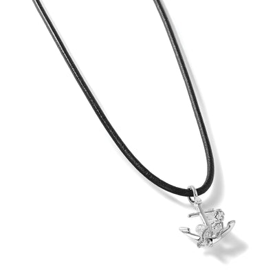 De-Ani Sterling Silver Rhodium-Plated Polished 3D Anchor with Mermaid Pendant