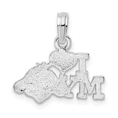 De-Ani Sterling Silver Rhodium-Plated Polished I Heart My Dog Pendant