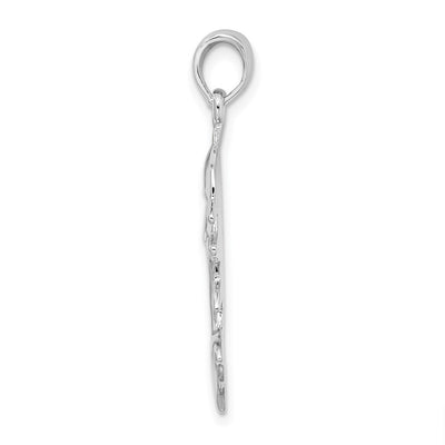 De-Ani Sterling Silver Rhodium-Plated Polished Double Dolphins Pendant