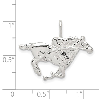 Sterling Silver Race Horse Charm, 25 x 30mm