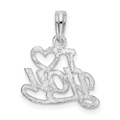 De-Ani Sterling Silver Rhodium-plated Polished I HEART YOU Script Pendant