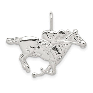 Sterling Silver Race Horse Charm (Style QC105)