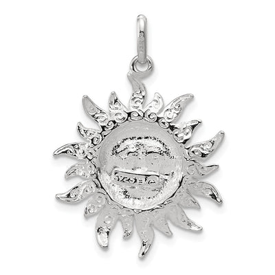 Sterling Silver Sun Pendant, 32 x 24mm