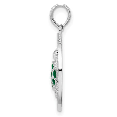 De-Ani Sterling Silver Rhodium-Plated Enameled Turks and Caicos with Turtle Pendant