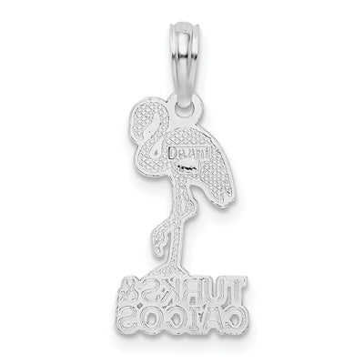 De-Ani Sterling Silver Rhodium-Plated Enameled Turks and Caicos with Flamingo Pendant
