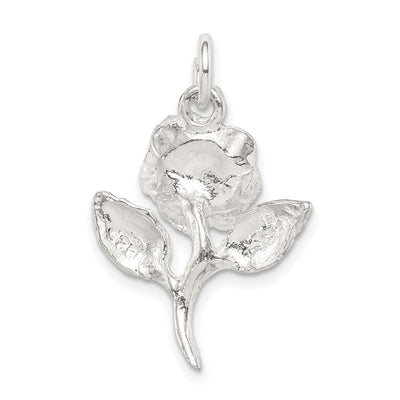 Sterling Silver Rose Pendant, 27 x 19mm