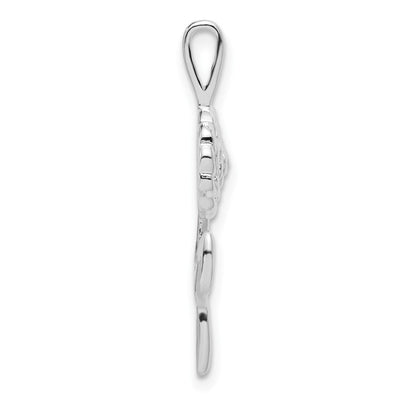 Sterling Silver Rose Pendant, 30 x 10mm