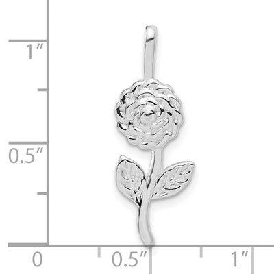 Sterling Silver Rose Pendant, 30 x 10mm