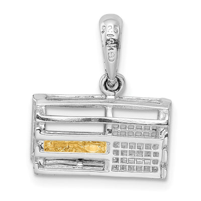 De-Ani Sterling Silver Rhodium-Plated Moveable 3D Trap with 14K Lobster Pendant