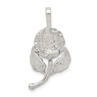Sterling Silver Rose Pendant, 29 x 14mm