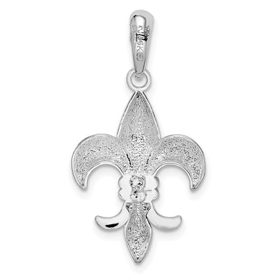 De-Ani Sterling Silver Rhodium-Plated Polished Fleur de Lis with 14K Accent Pendant