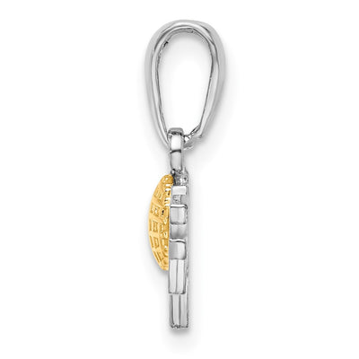 De-Ani Sterling Silver Rhodium-Plated Polished GOLF Tee with 14K Ball Pendant