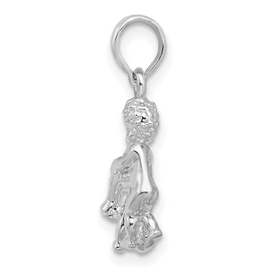 De-Ani Sterling Silver Rhodium-Plated Polished 3D Gemini Zodiac Pendant