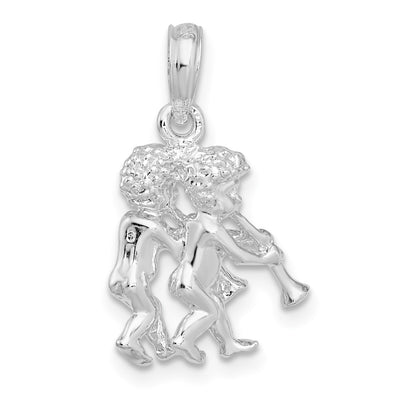 De-Ani Sterling Silver Rhodium-Plated Polished 3D Gemini Zodiac Pendant