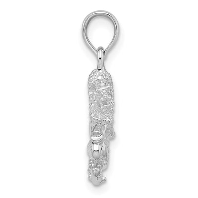 De-Ani Sterling Silver Rhodium-Plated Polished 3D Leo Zodiac Pendant