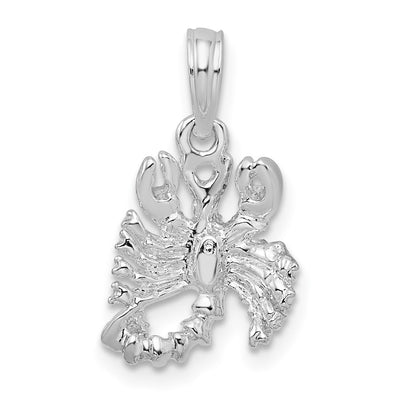De-Ani Sterling Silver Rhodium-Plated Polished 3D Scorpio Zodiac Pendant