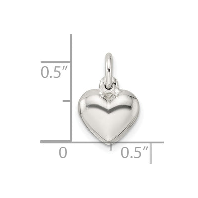 Sterling Silver Puffed Heart Charm, 16.33 x 9.9mm