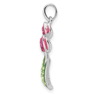 Sterling Silver Rhodium-plated Preciosa Crystal Tulips Pendant