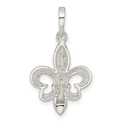 Sterling Silver Rhodium-plated Fleur de Lis Pendant, 27.3 x 15.75mm