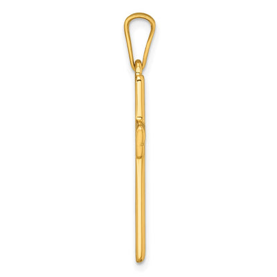 Sterling Silver Gold-tone Polished and Grooved Cross Pendant, 37.1 x 18mm