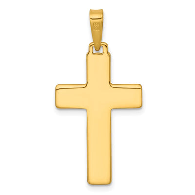 Sterling Silver Gold-tone Polished and Grooved Cross Pendant, 37.1 x 18mm