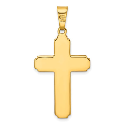 Sterling Silver Gold-tone Polished and Grooved Cross Pendant, 48.6 x 23.9mm