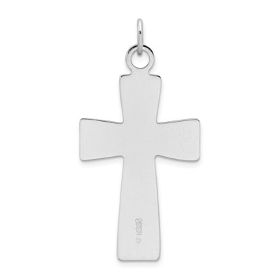 Sterling Silver Gold-plated Polished and Satin Cross Pendant, 40 x 22mm