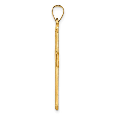 Sterling Silver Gold-tone Polished Solid Cross Pendant, 42.18 x 22.77mm