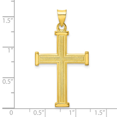 Sterling Silver Gold-tone Polished Solid Cross Pendant, 42.18 x 22.77mm