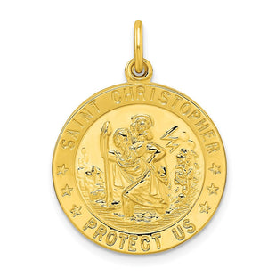 Sterling Silver Gold-tone Polished Solid Saint Christopher Medal Pendant (Style QC11195)