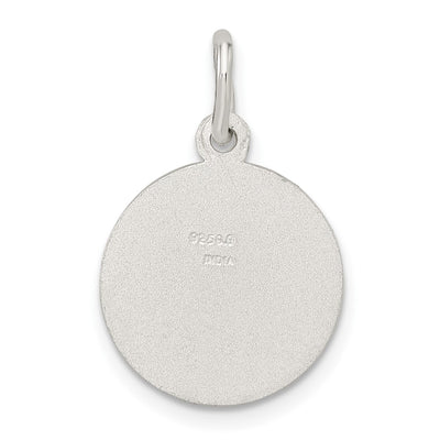 Sterling Silver Polished Satin and D/C Cherub Circle Charm, 23.69 x 14.71mm