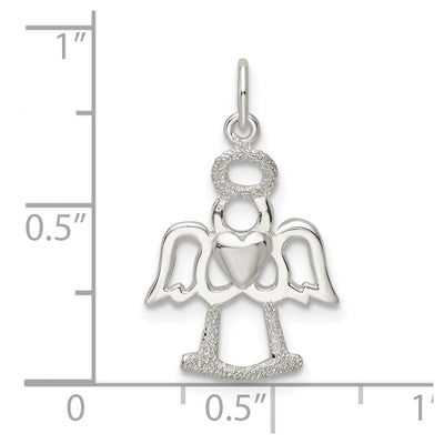 Sterling Silver Polished and Lasered Angel Pendant