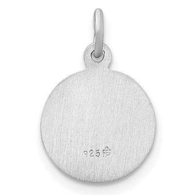 Sterling Silver Rhodium-plated Polished Solid 1st Holy Communion Pendant, 16.69 x 11.45mm