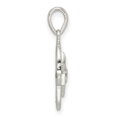 Sterling Silver Polished Chai in Star of David Hamsa Pendant