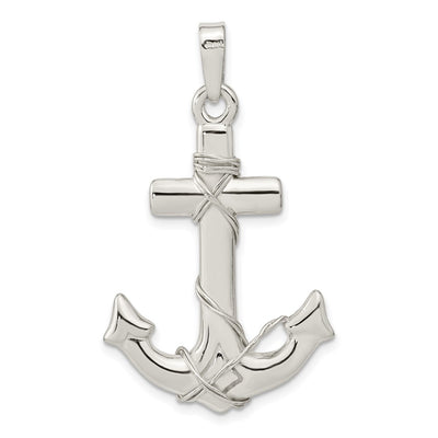 Sterling Silver Polished 3D Anchor Pendant