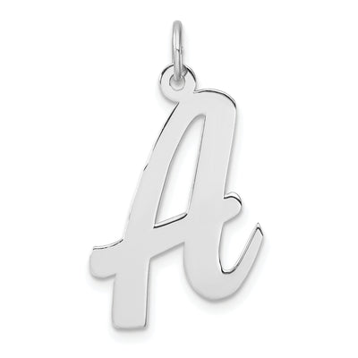 Large Sterling Silver Rhodium-plated Script Letter Initial Charm