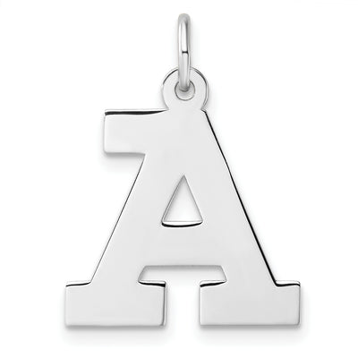 Large Sterling Silver Rhodium-plated Block Letter Initial Charm