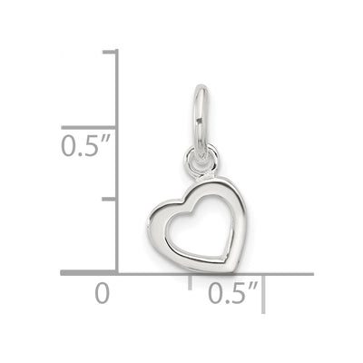 Sterling Silver Polished Open Heart Pendant, 15.1 x 9.1mm