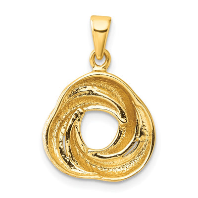 Sterling Silver with Rose and Gold-tone Laser Texture Knot Pendant