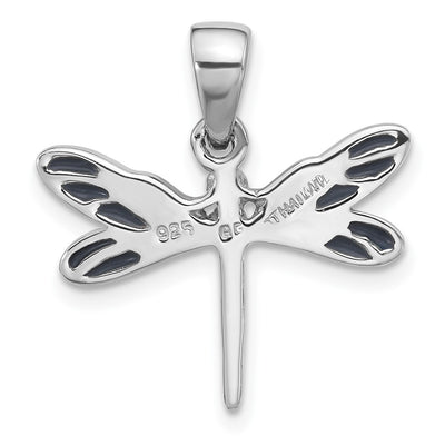 Sterling Silver Rhodium-plated Polished Abalone Dragonfly Pendant, 20.1 x 21.1mm
