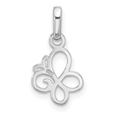 Sterling Silver Rhodium-plated Butterfly Pendant, 16 x 9.7mm