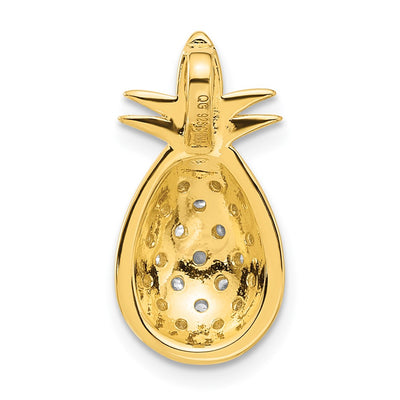 Pure Fire Sterling Silver Gold-tone CZ Pineapple Pendant