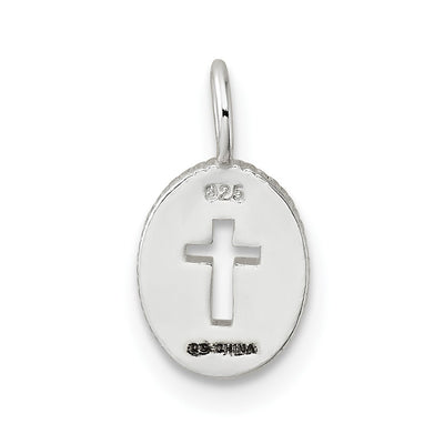 Sterling Silver E-Coating Small Oval Cut-out Cross Charm