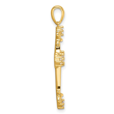 Sterling Silver Gold-plated CZ Cross Pendant, 36 x 22.7mm